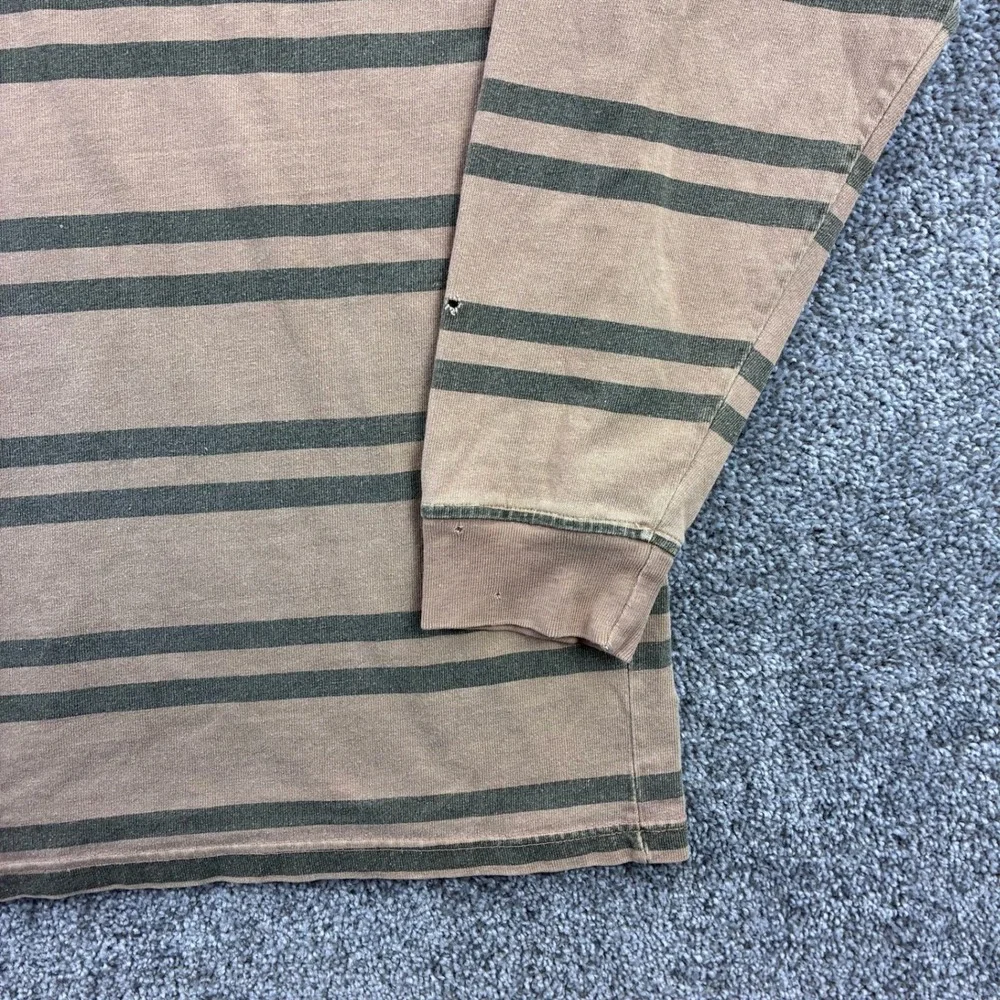 Vintage Banana Republic Shirt Mens M Brown Cotton Striped Safari Mock Neck